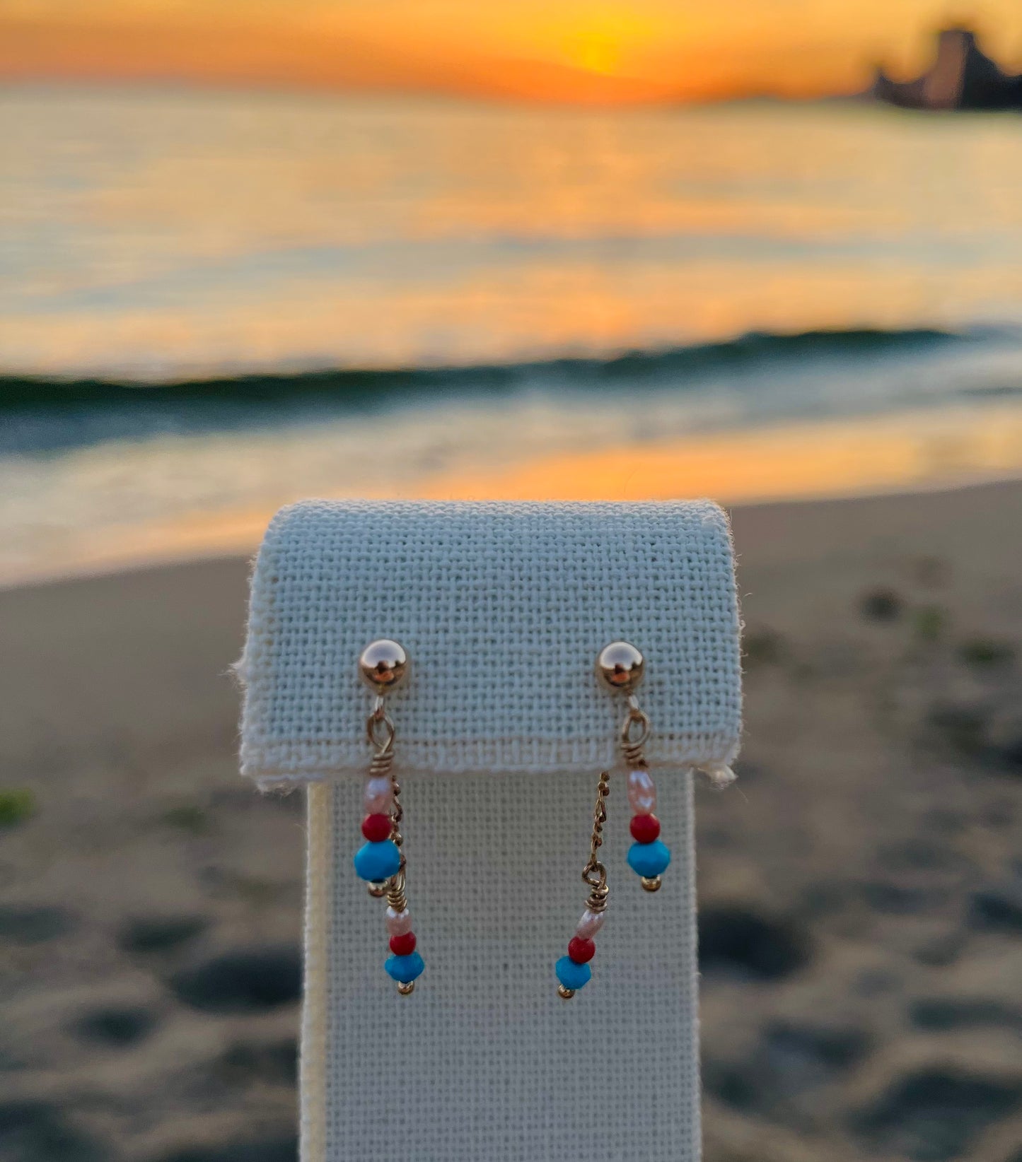 Sparrow & Lilly Tahiti Earrings - Turquoise and Coral
