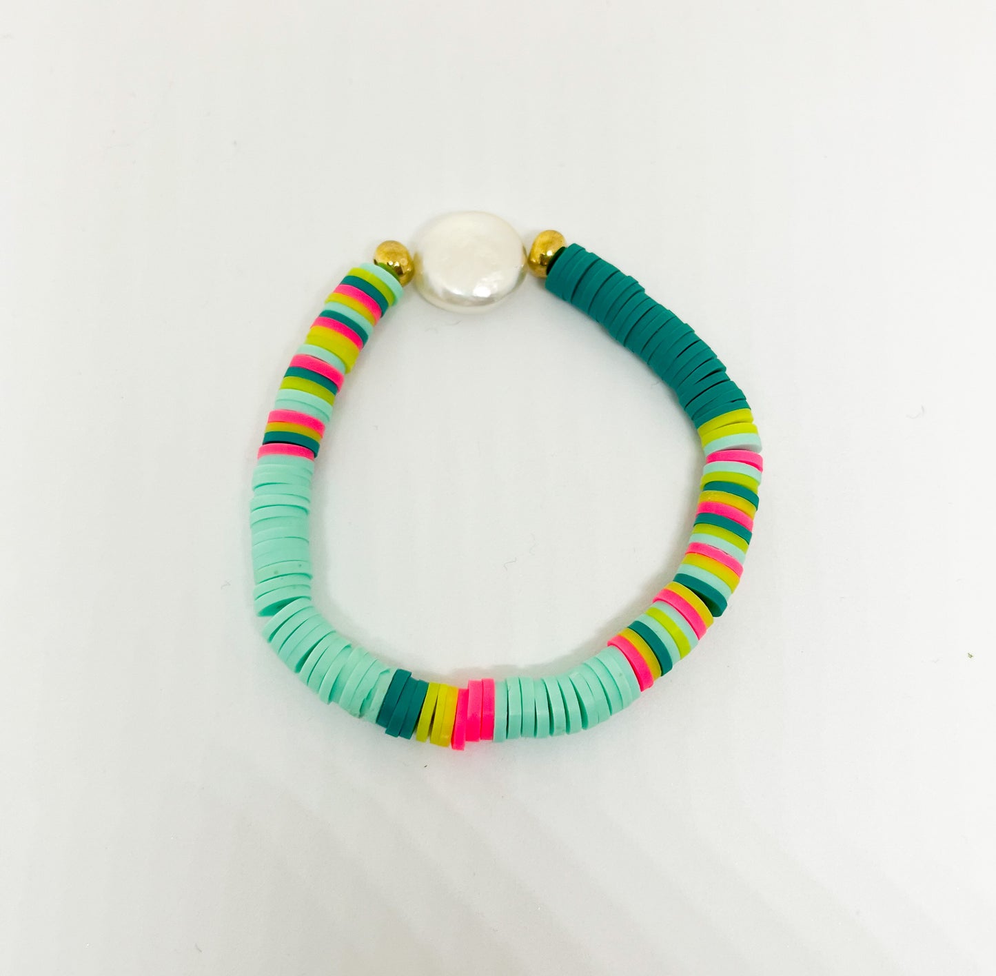 Sparrow & Lilly Summer Brights Pearl and Heshi Bracelet - Teal Waters π