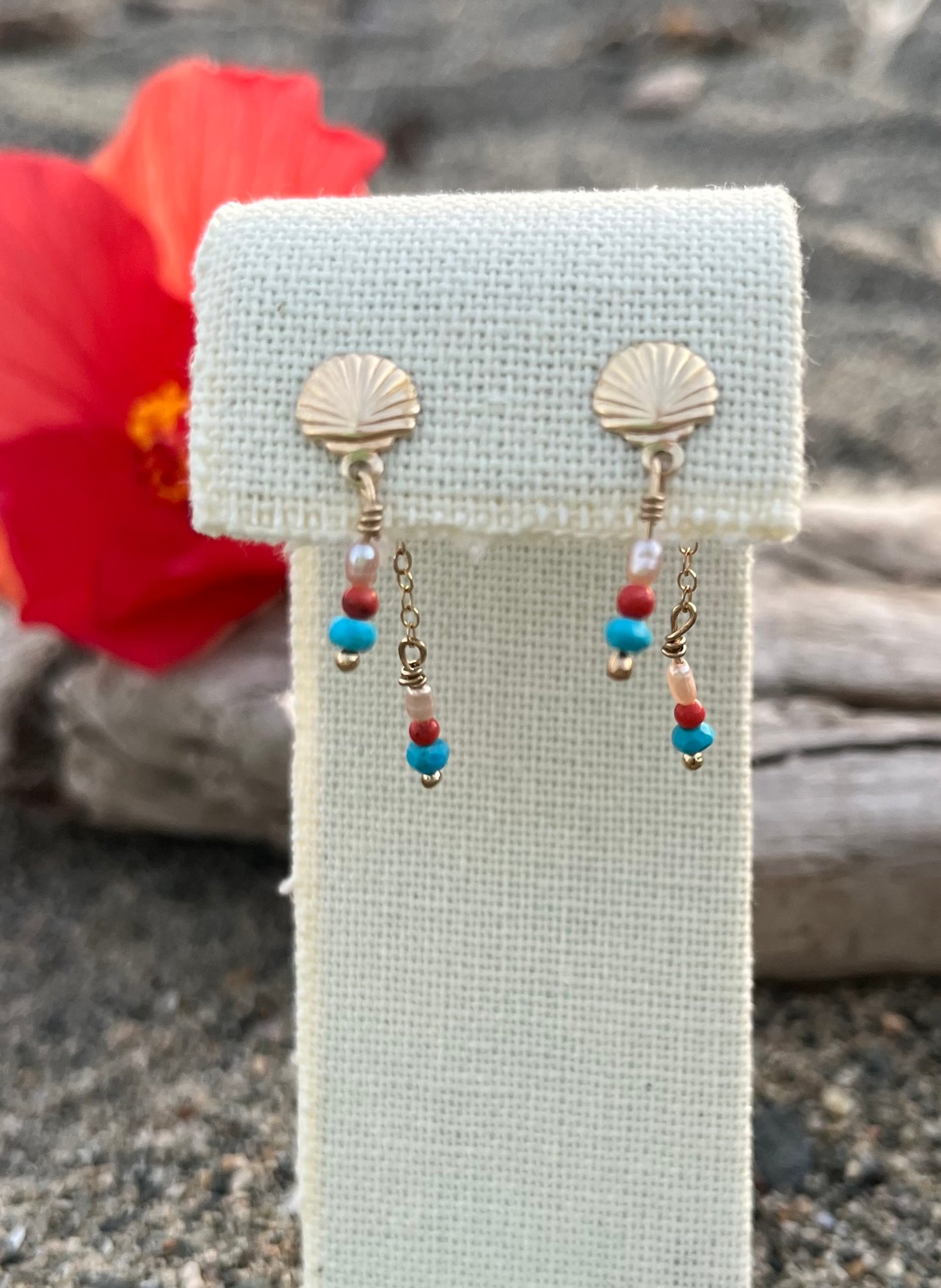 Sparrow & Lilly Tahiti Earrings - Turquoise and Coral