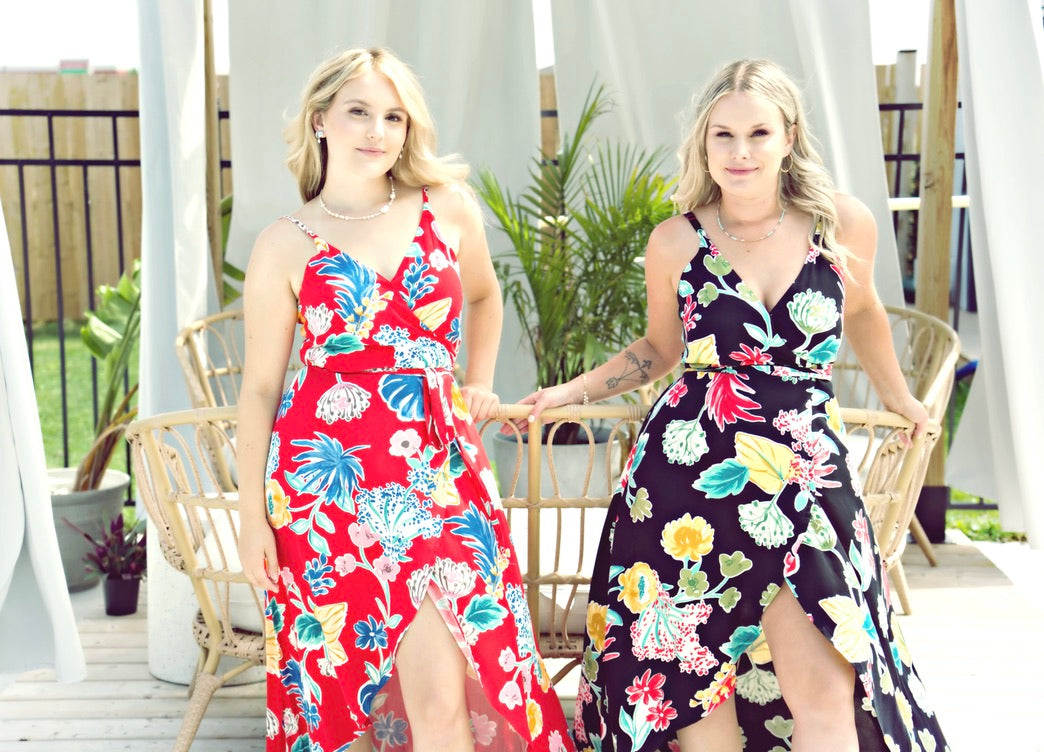 Sparrow & Lilly The Aloha Red Wrap Maxi Dress