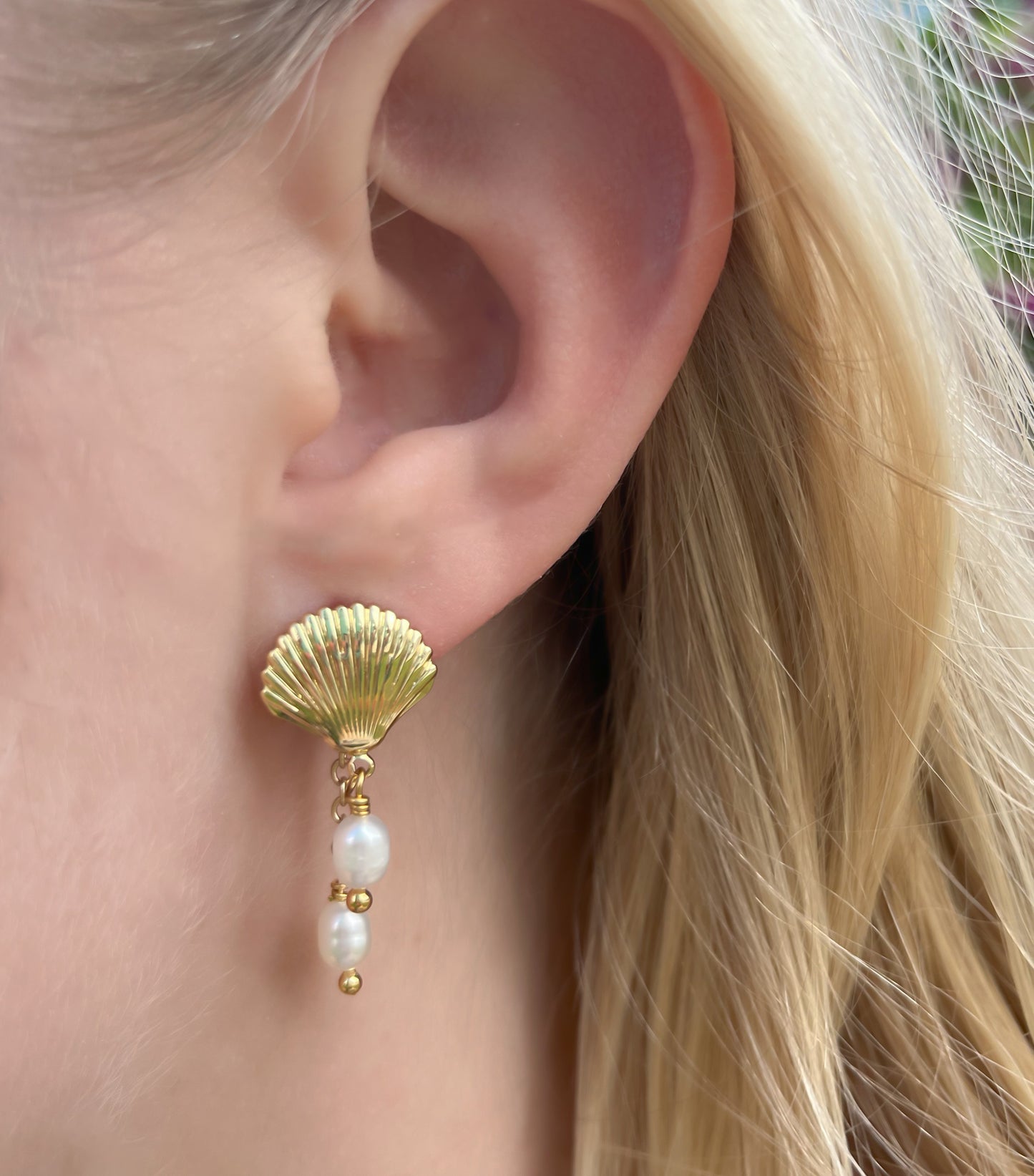 Pearls of Paradise Earrings- Shell Drop