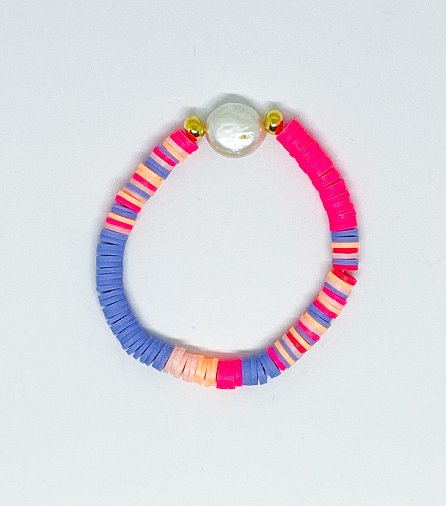 Sparrow & Lilly Summer Brights Pearl and Heshi Bracelet - Periwinkle Skies π