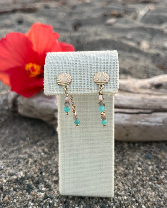 Sparrow & Lilly Tahiti Earrings - Amazonite and Labradorite