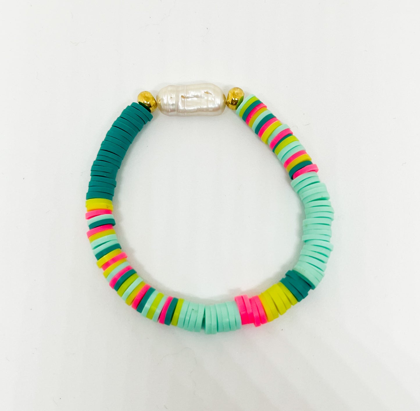 Sparrow & Lilly Summer Brights Pearl and Heshi Bracelet - Teal Waters π