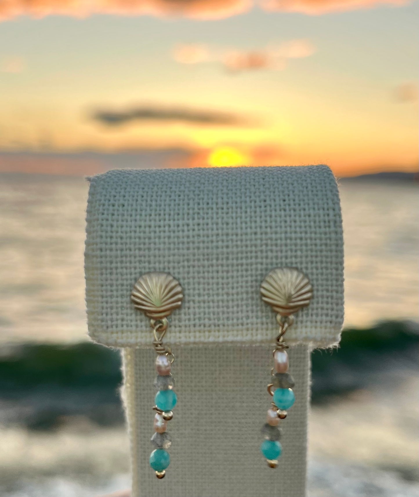 Sparrow & Lilly Tahiti Earrings - Amazonite and Labradorite