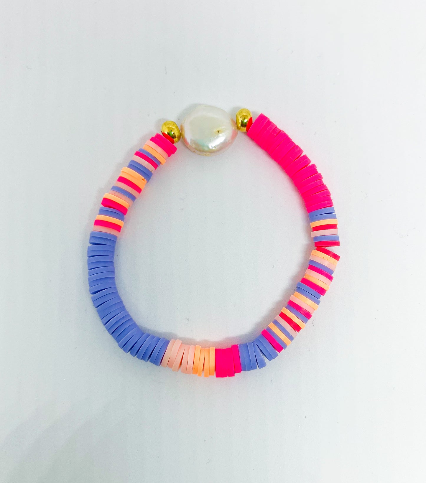 Sparrow & Lilly Summer Brights Pearl and Heshi Bracelet - Periwinkle Skies π