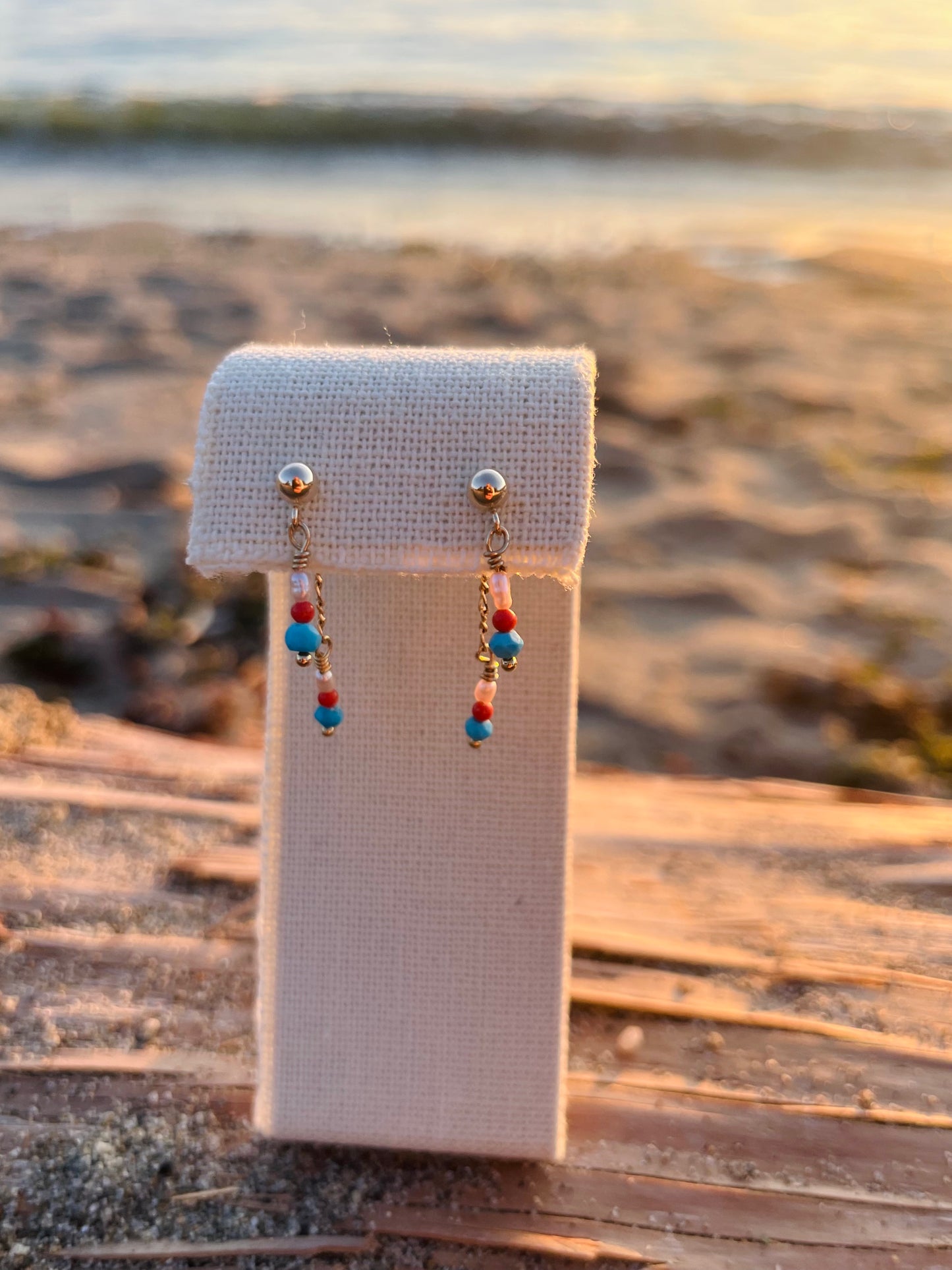 Sparrow & Lilly Tahiti Earrings - Turquoise and Coral