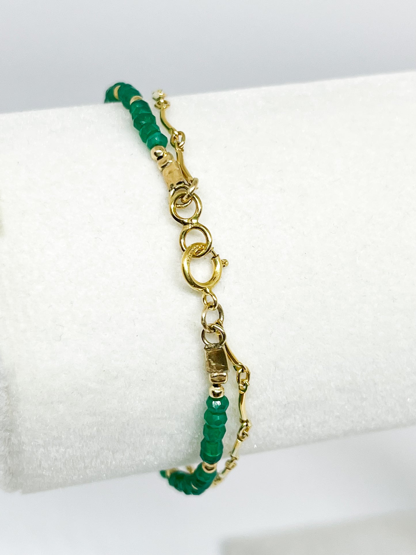 Sparrow & Lilly Green Garnet and Gold Chain layered Bracelet