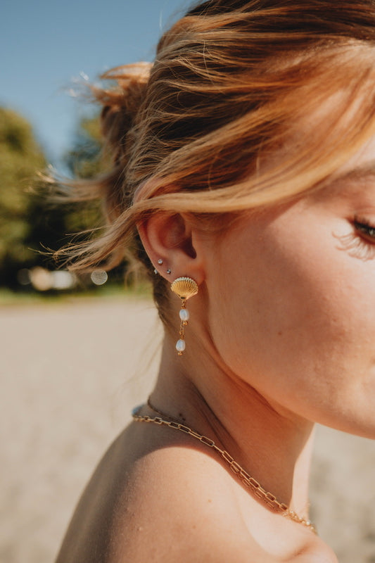 Pearls of Paradise Earrings- Shell Drop