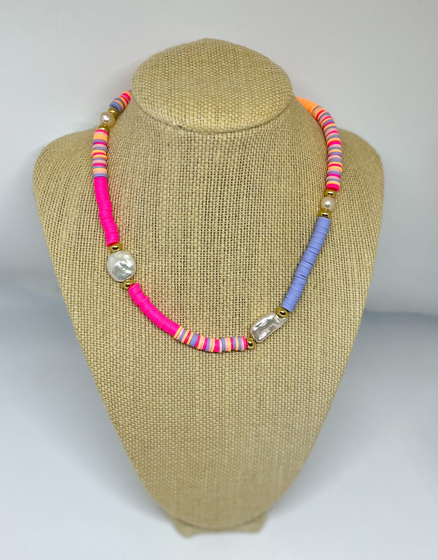 Sparrow & Lilly Summer Brights Pearl and Heshi Necklace - Periwinkle Skies 🌅