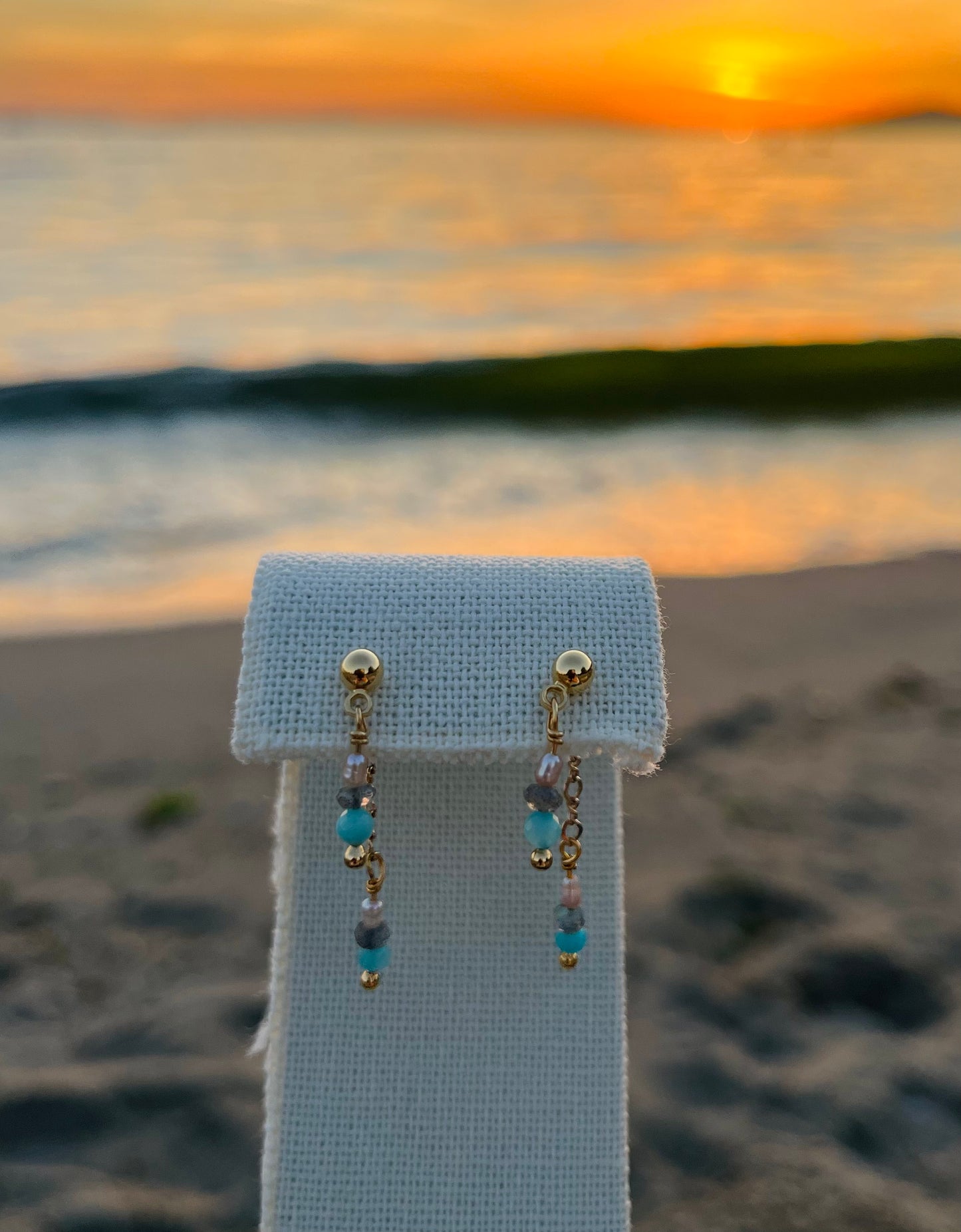Sparrow & Lilly Tahiti Earrings - Amazonite and Labradorite