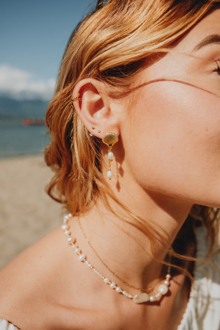 Pearls of Paradise Earrings- Shell Drop