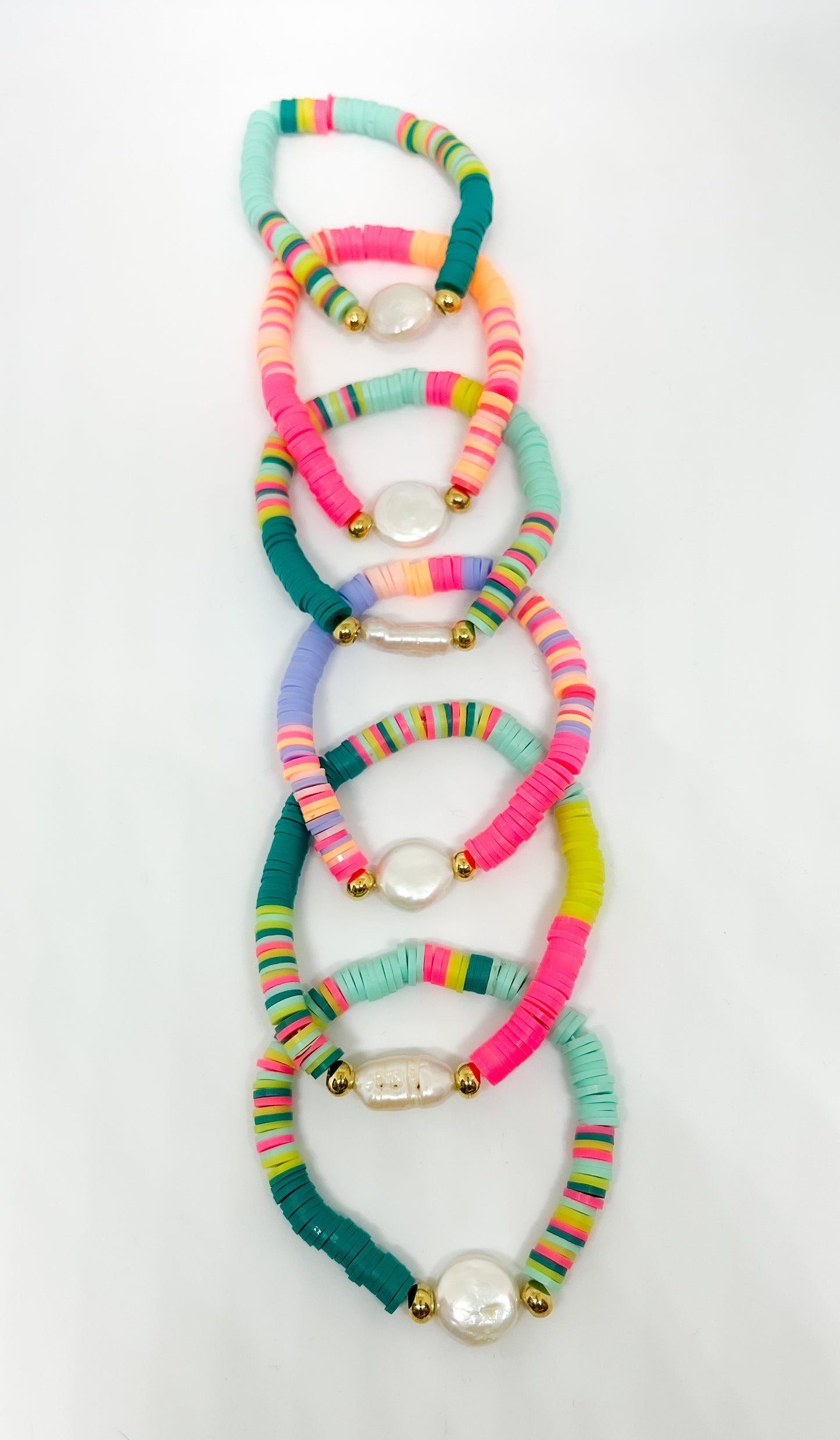 Sparrow & Lilly Summer Brights Pearl and Heshi Bracelet - Periwinkle Skies π