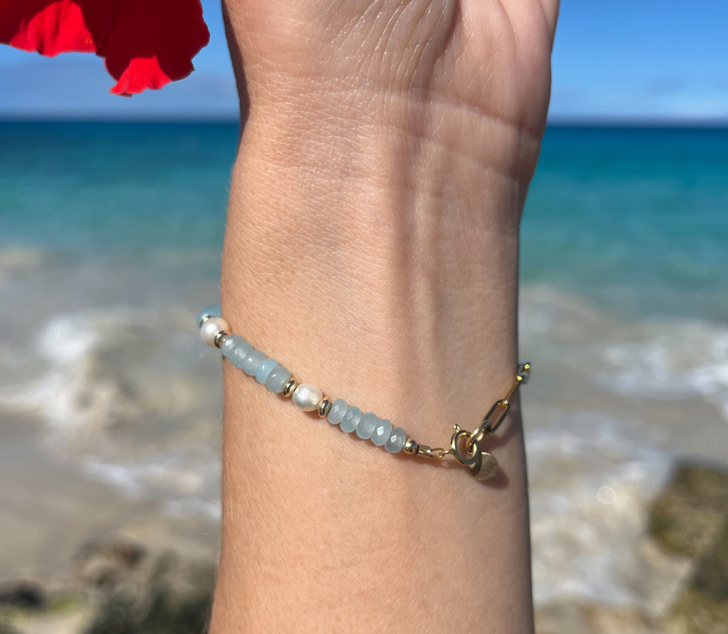 Sparrow & Lilly “Seas the Day” Amazonite and Pearl bracelet