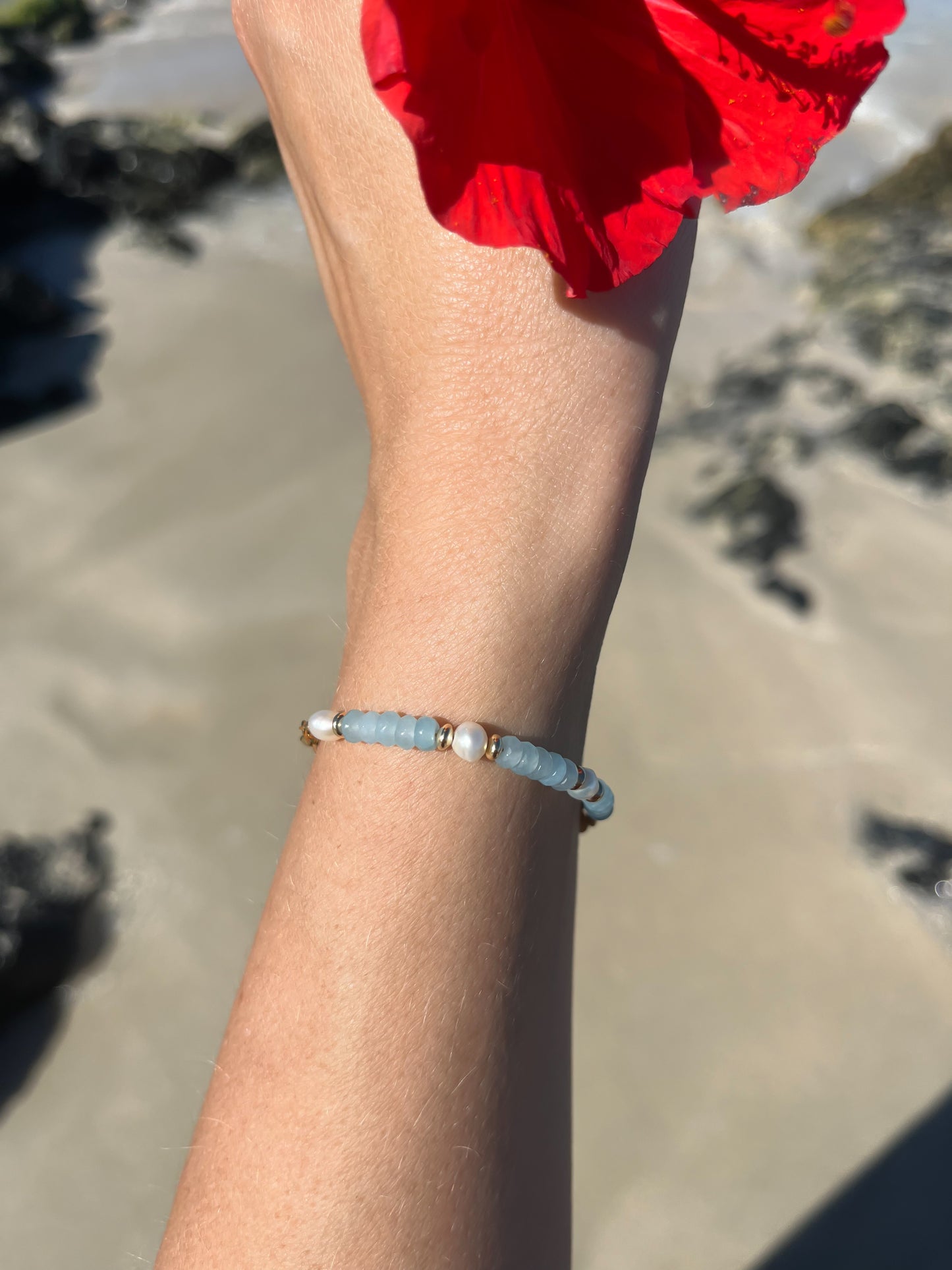 Sparrow & Lilly “Seas the Day” Amazonite and Pearl bracelet