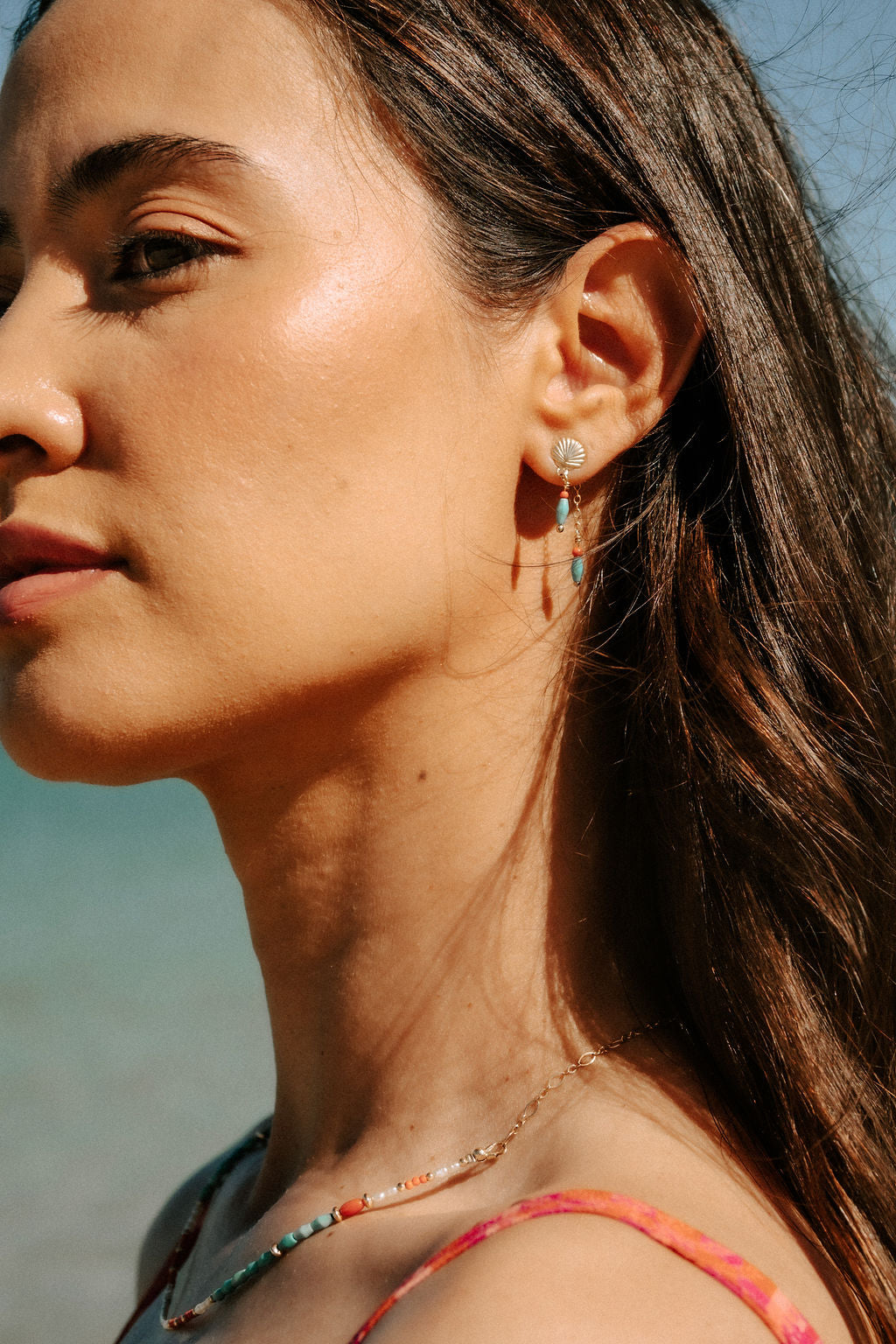 Sparrow & Lilly Tahiti Earrings - Turquoise and Coral
