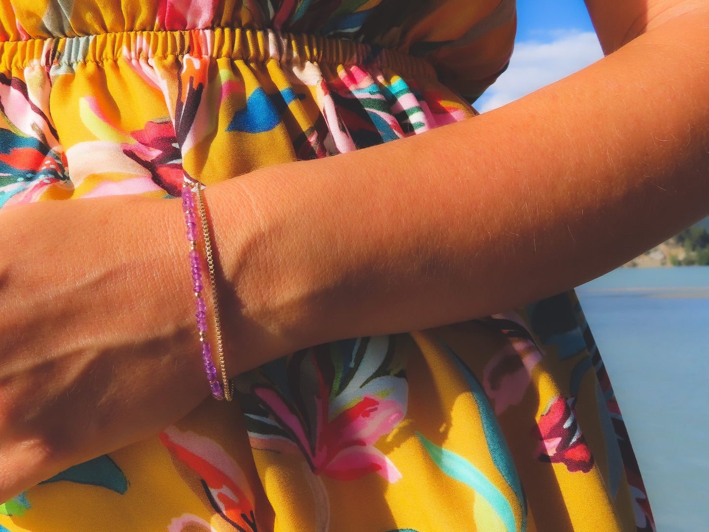 Sparrow & Lilly Amethyst and Gold layered Bracelet