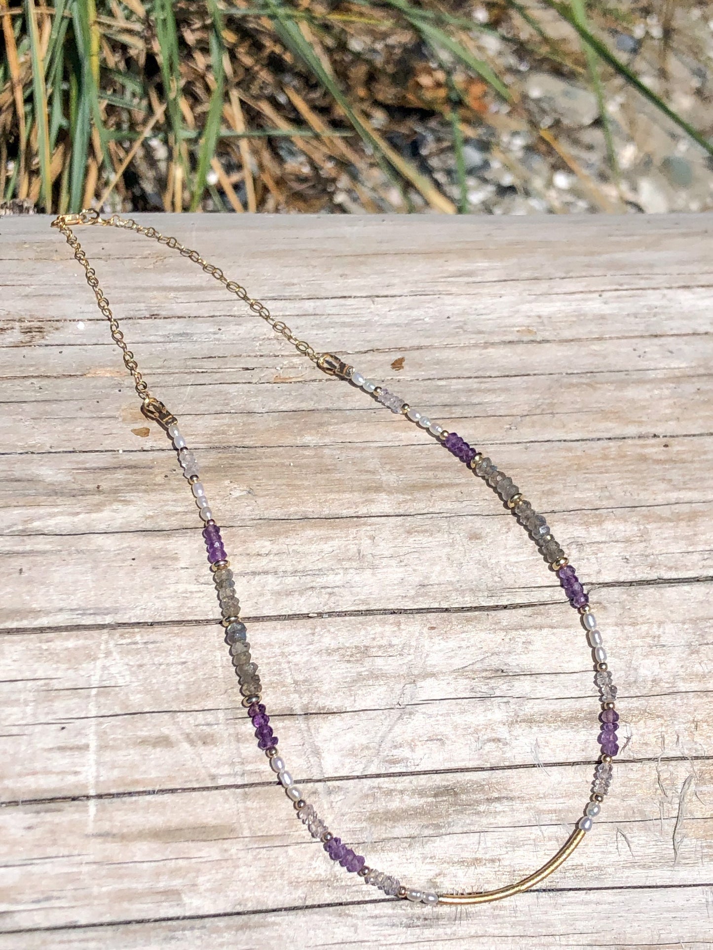 Sparrow & Lilly “Tahiti” Amethyst and Labradorite gemstone necklace