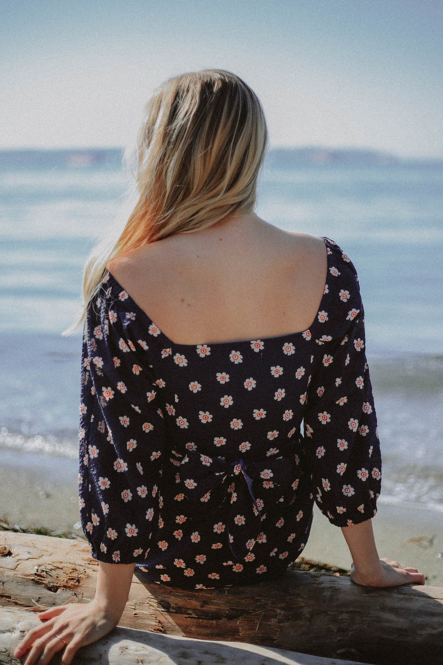 Sparrow & Lilly Navy Floral Long Sleeve Wrap Dress