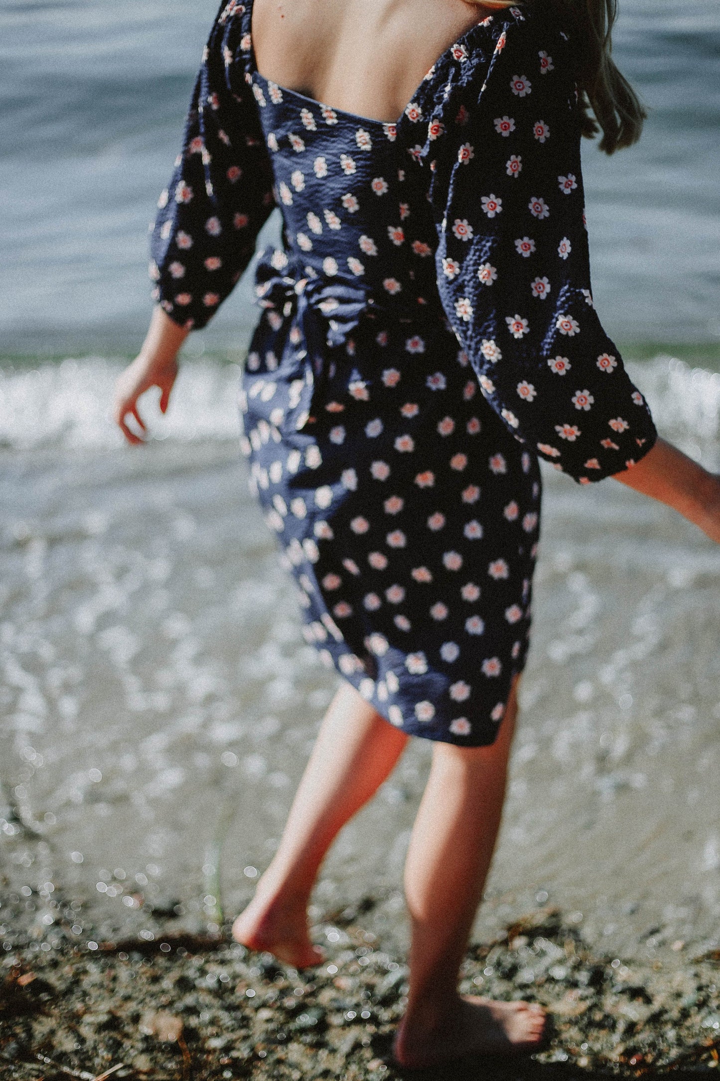 Sparrow & Lilly Navy Floral Long Sleeve Wrap Dress