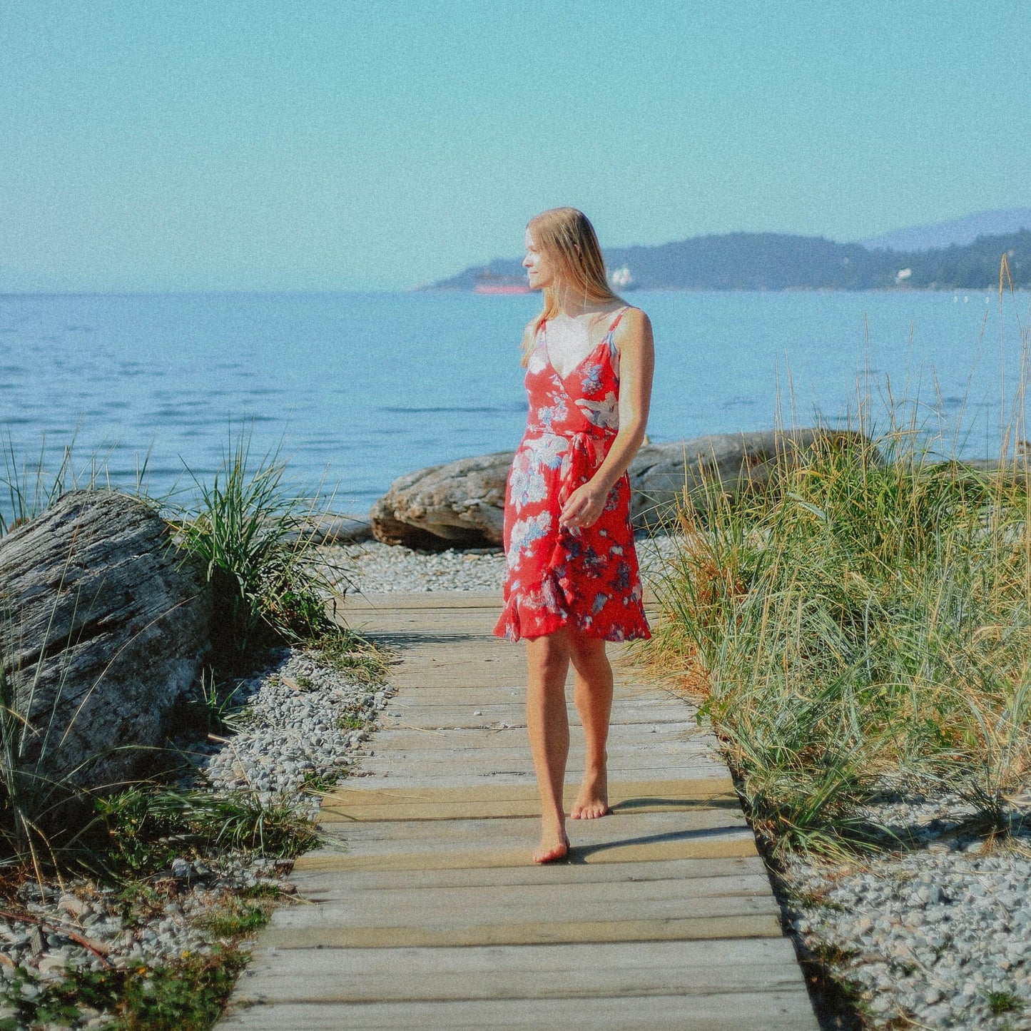 Sparrow & Lilly Floral Flounce Red Wrap Dress