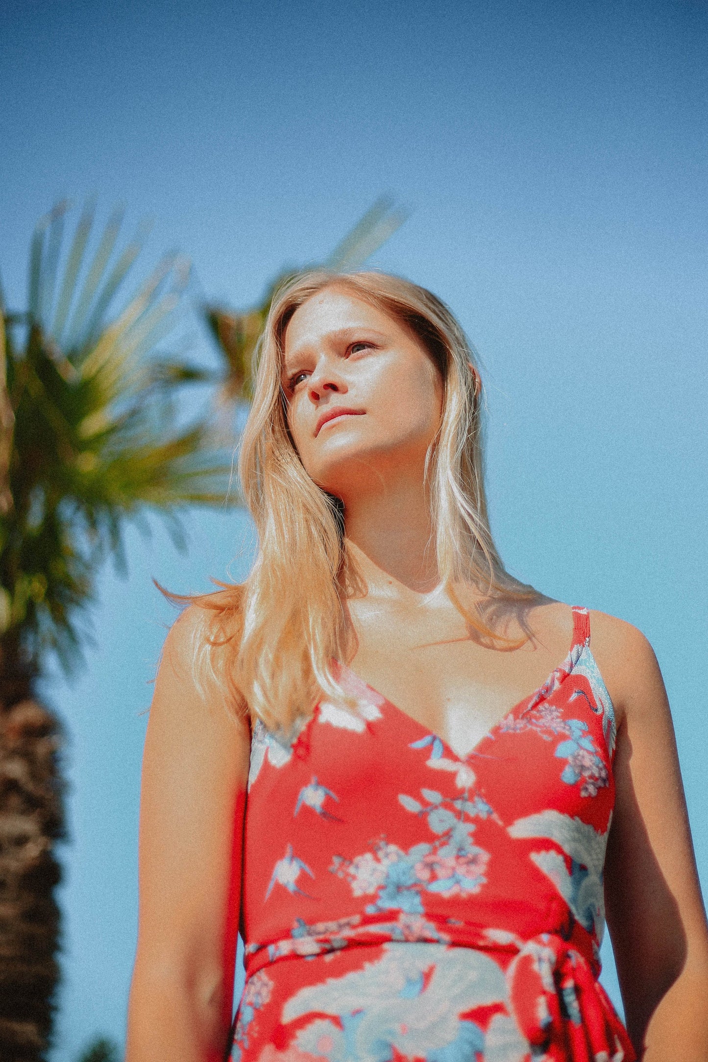 Sparrow & Lilly Floral Flounce Red Wrap Dress