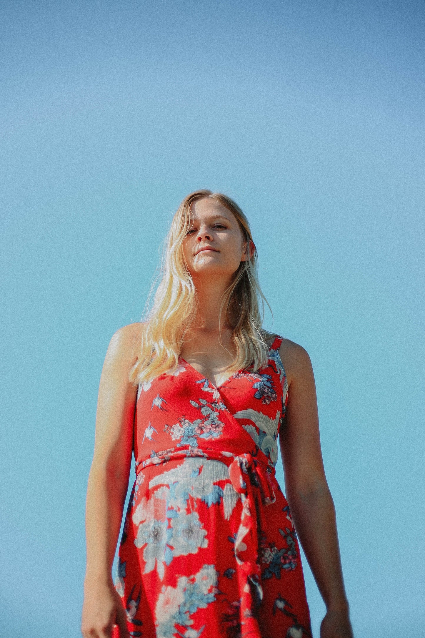 Sparrow & Lilly Floral Flounce Red Wrap Dress