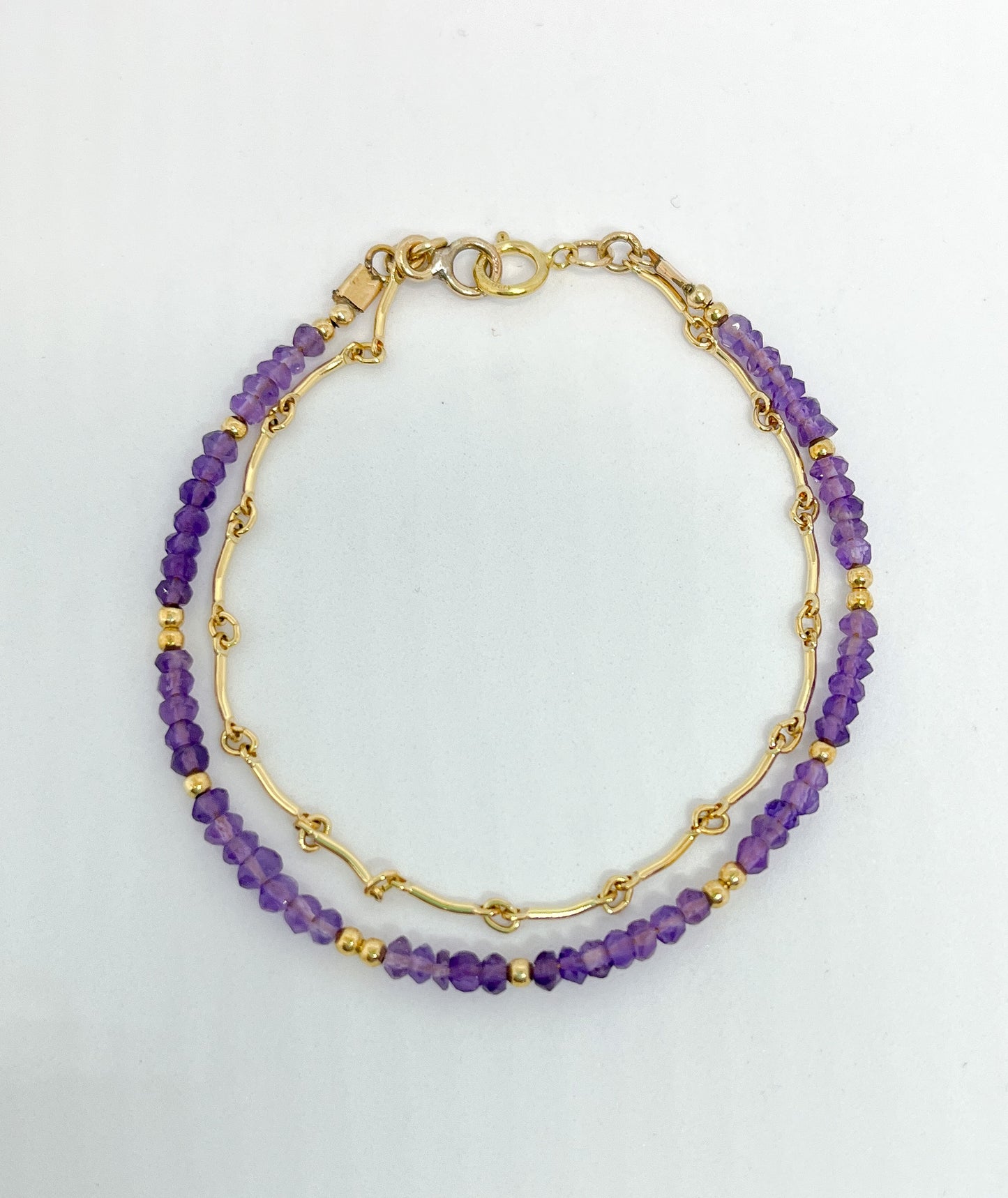 Sparrow & Lilly Amethyst and Gold layered Bracelet