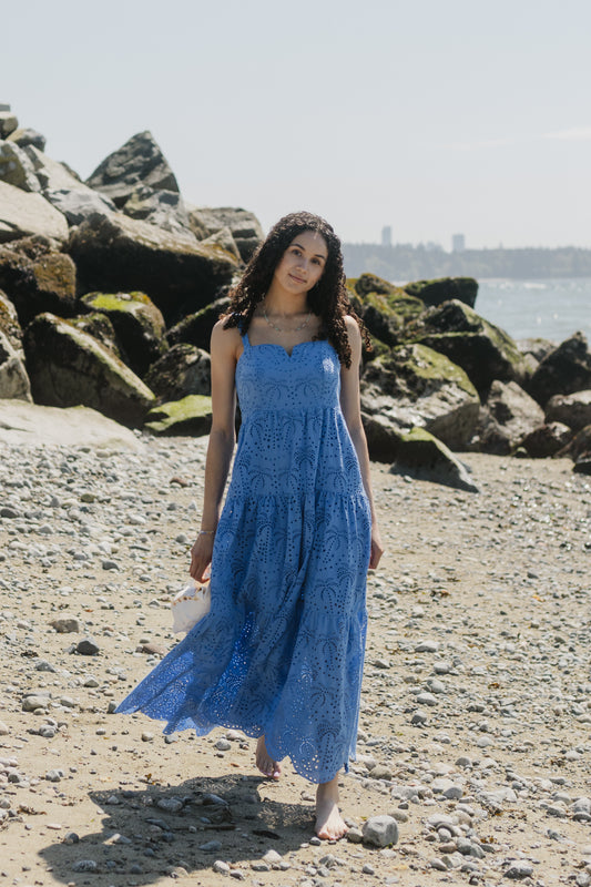 Sparrow & Lilly Embroidered Palm Maxi Dress