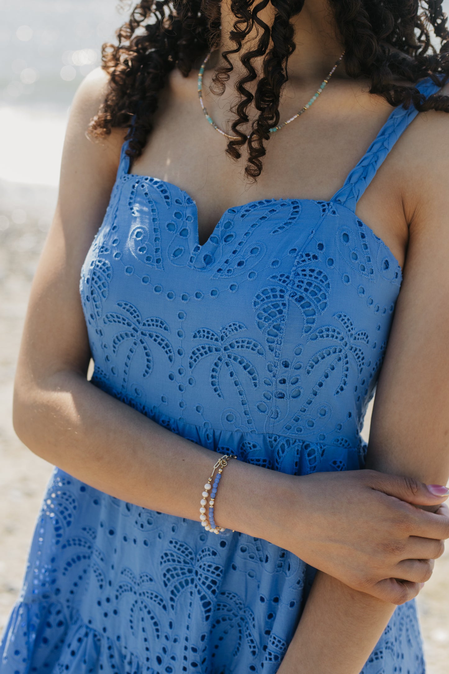 Sparrow & Lilly Embroidered Palm Maxi Dress
