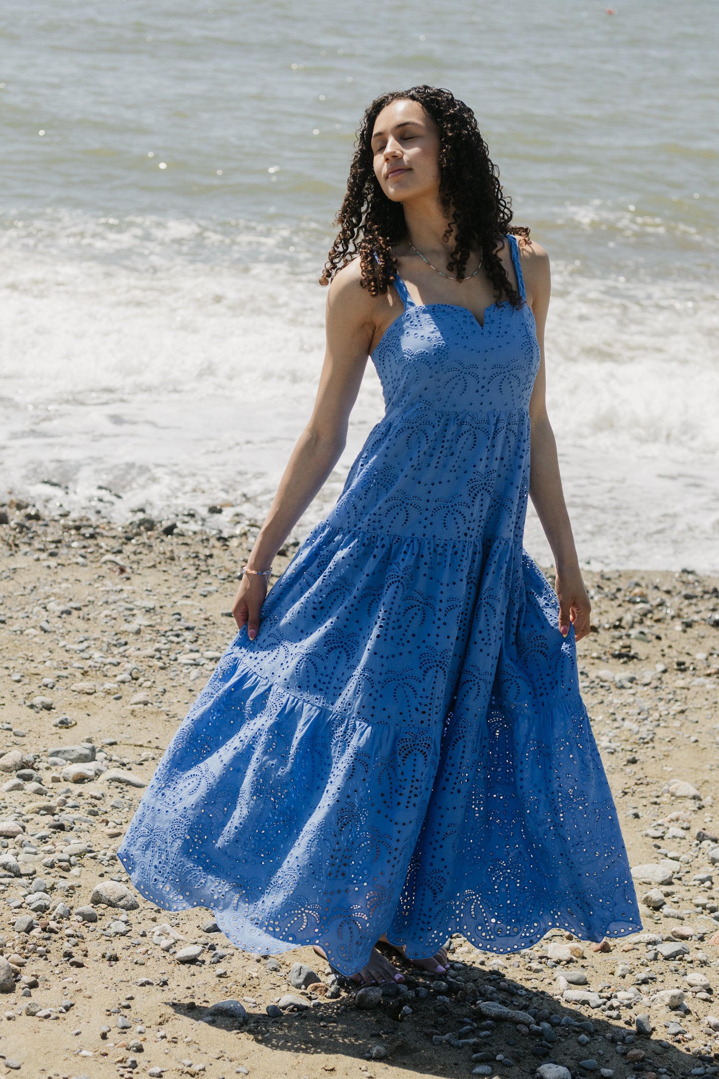Sparrow & Lilly Embroidered Palm Maxi Dress