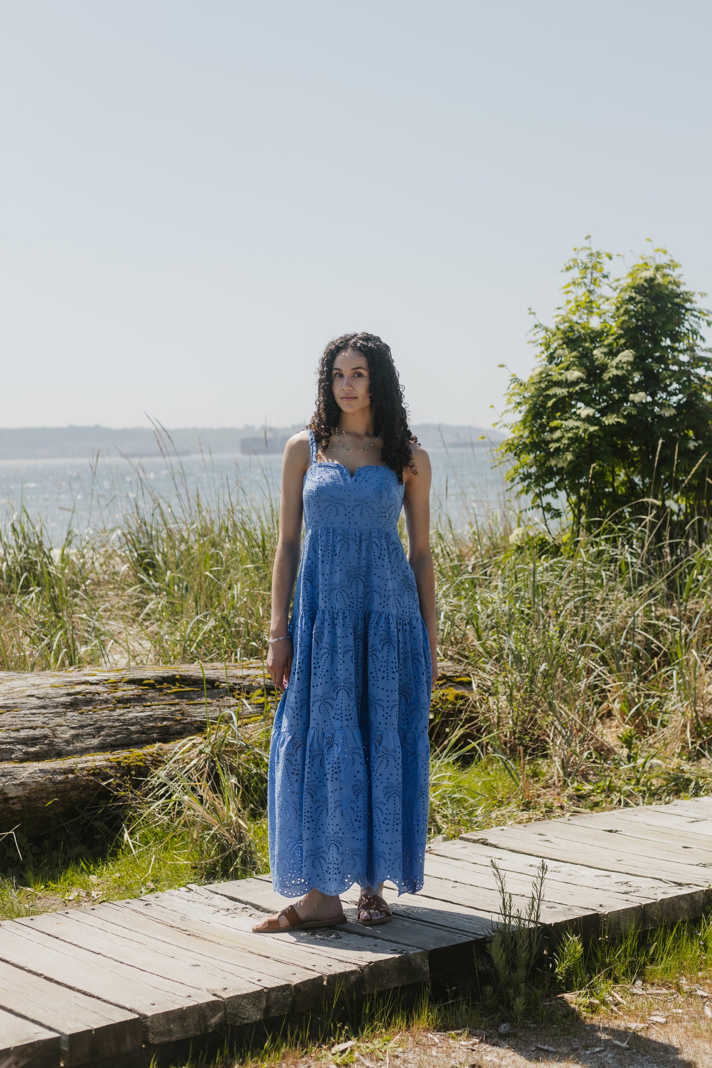 Sparrow & Lilly Embroidered Palm Maxi Dress