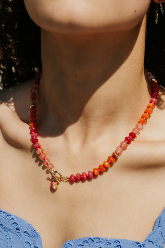 Sparrow and Lilly Jade Sunset Charm Necklace