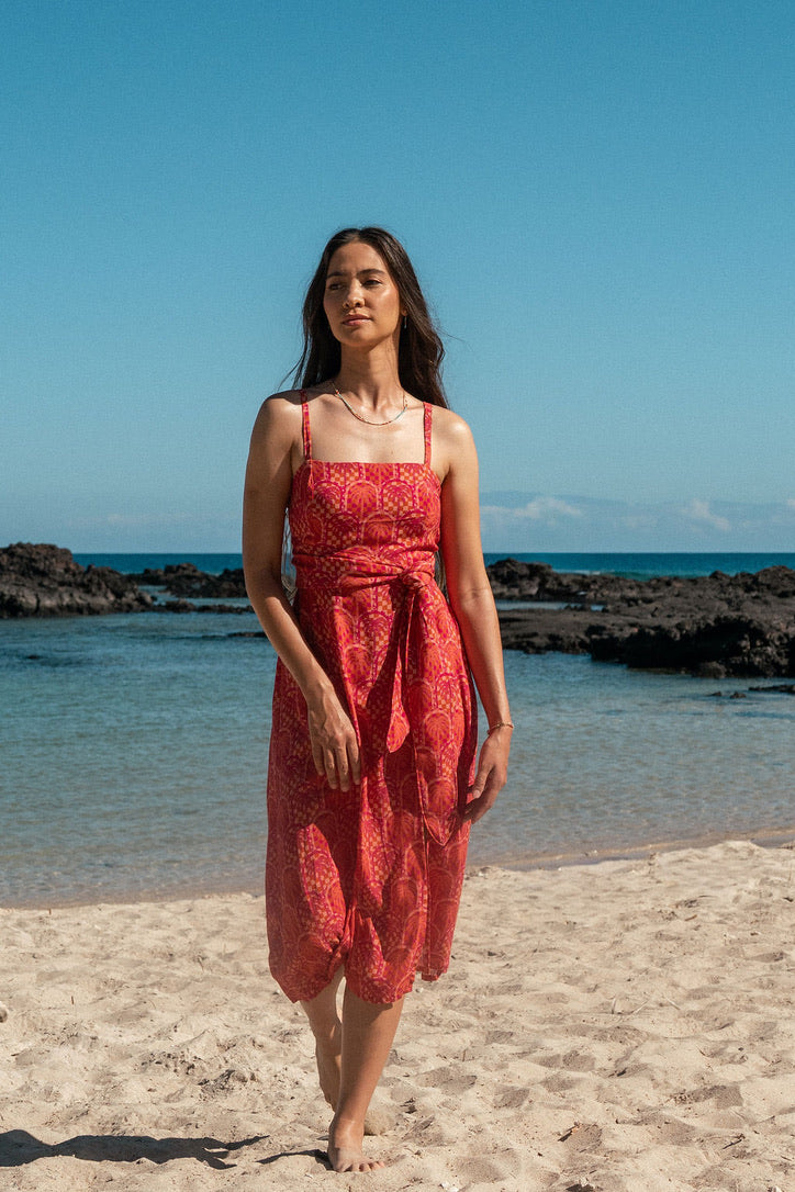 Sparrow & Lilly Sunset Palm Midi Dress