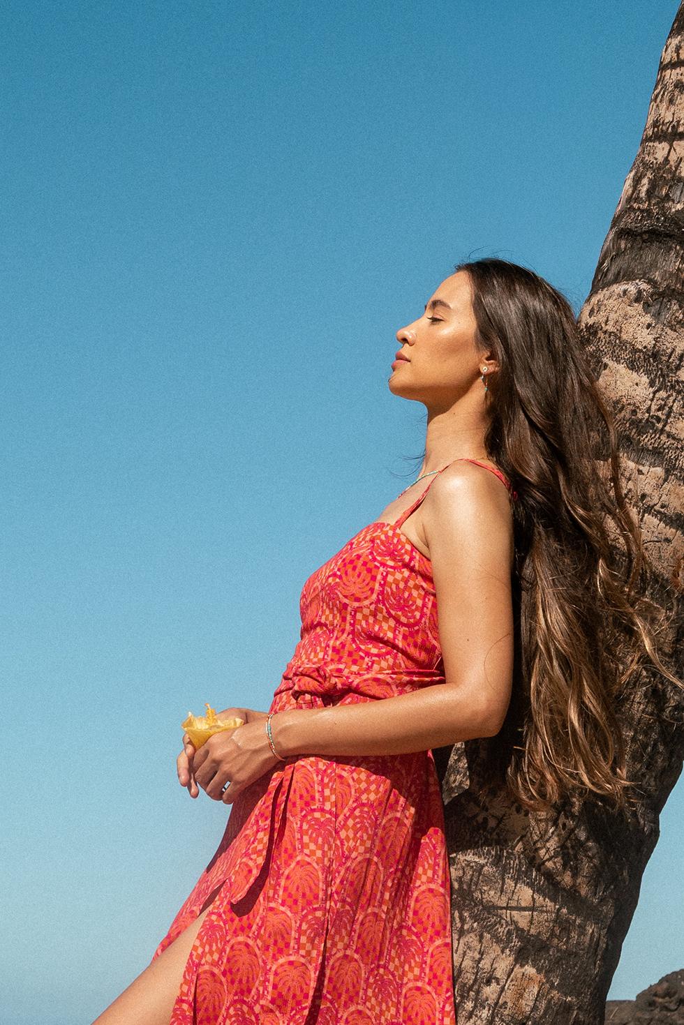 Sparrow & Lilly Sunset Palm Midi Dress Sparrow & Lilly Sunset Palm Midi Dress