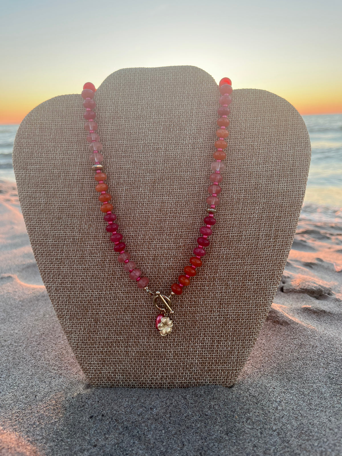 Sparrow and Lilly Jade Sunset Charm Necklace