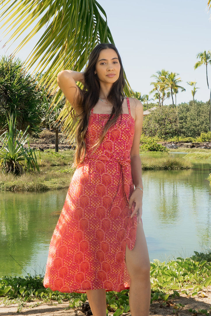 Sparrow & Lilly Sunset Palm Midi Dress Sparrow & Lilly Sunset Palm Midi Dress