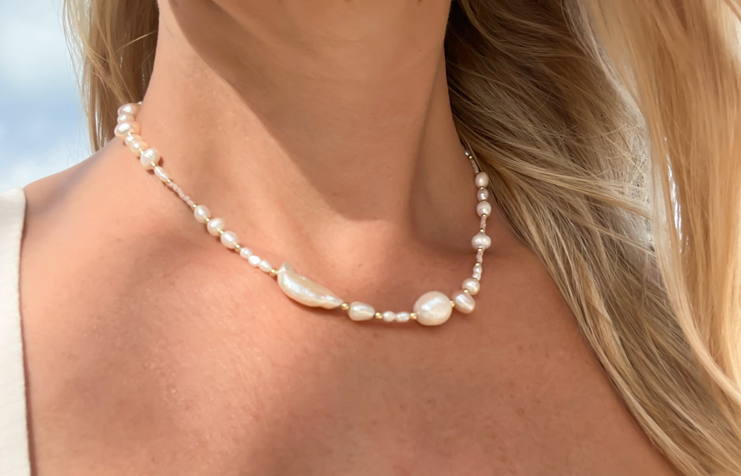 Pearls of Paradise Necklace - Champagne Mix