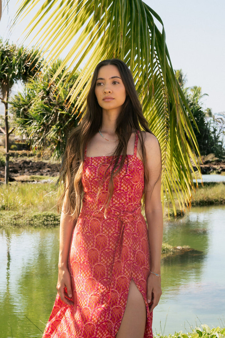 Sparrow & Lilly Sunset Palm Midi Dress