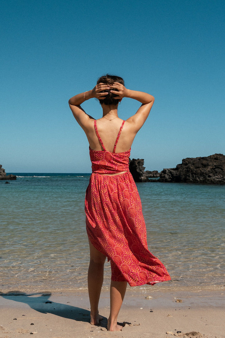 Sparrow & Lilly Sunset Palm Midi Dress