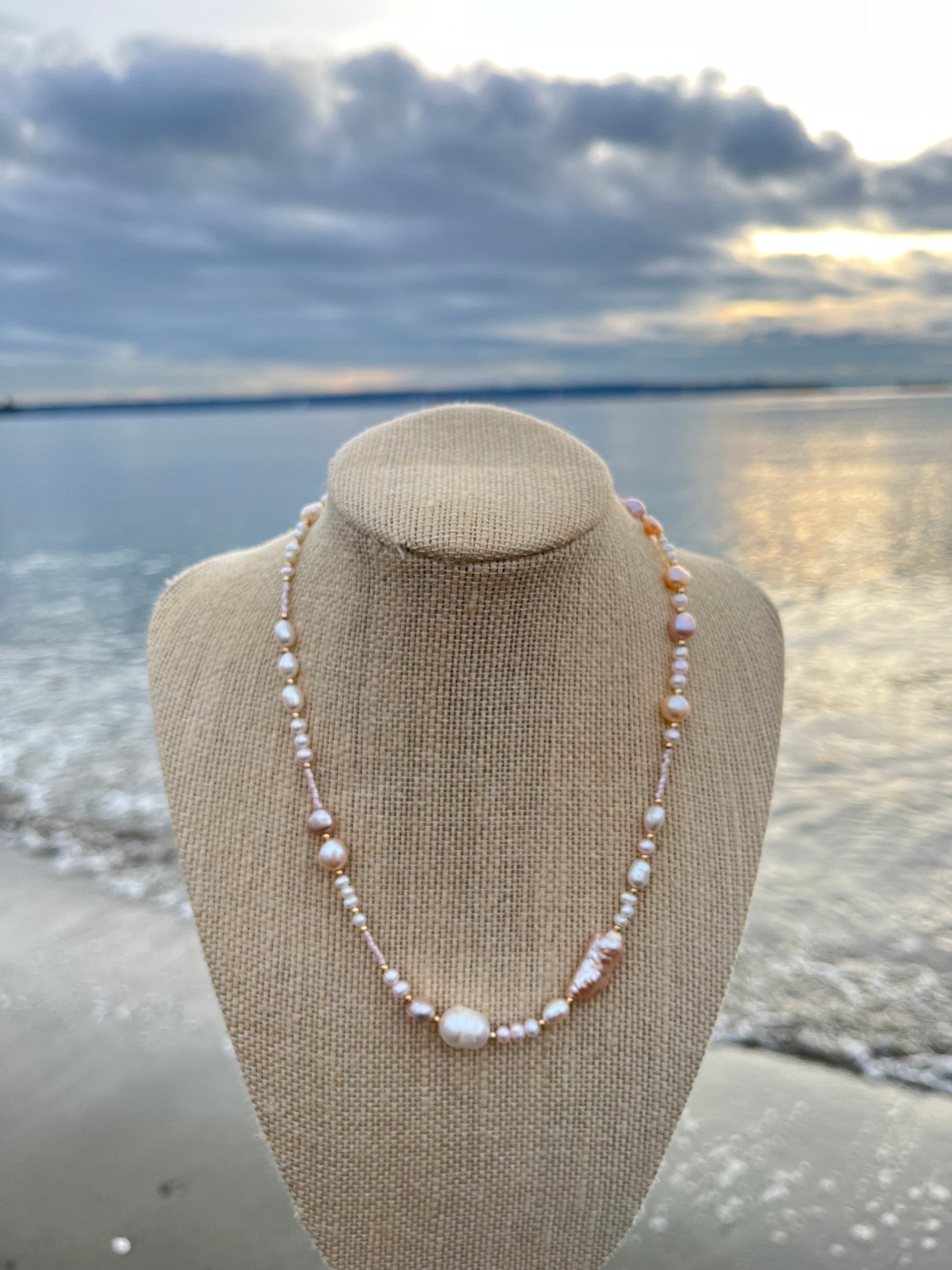 Pearls of Paradise Necklace - Champagne Mix