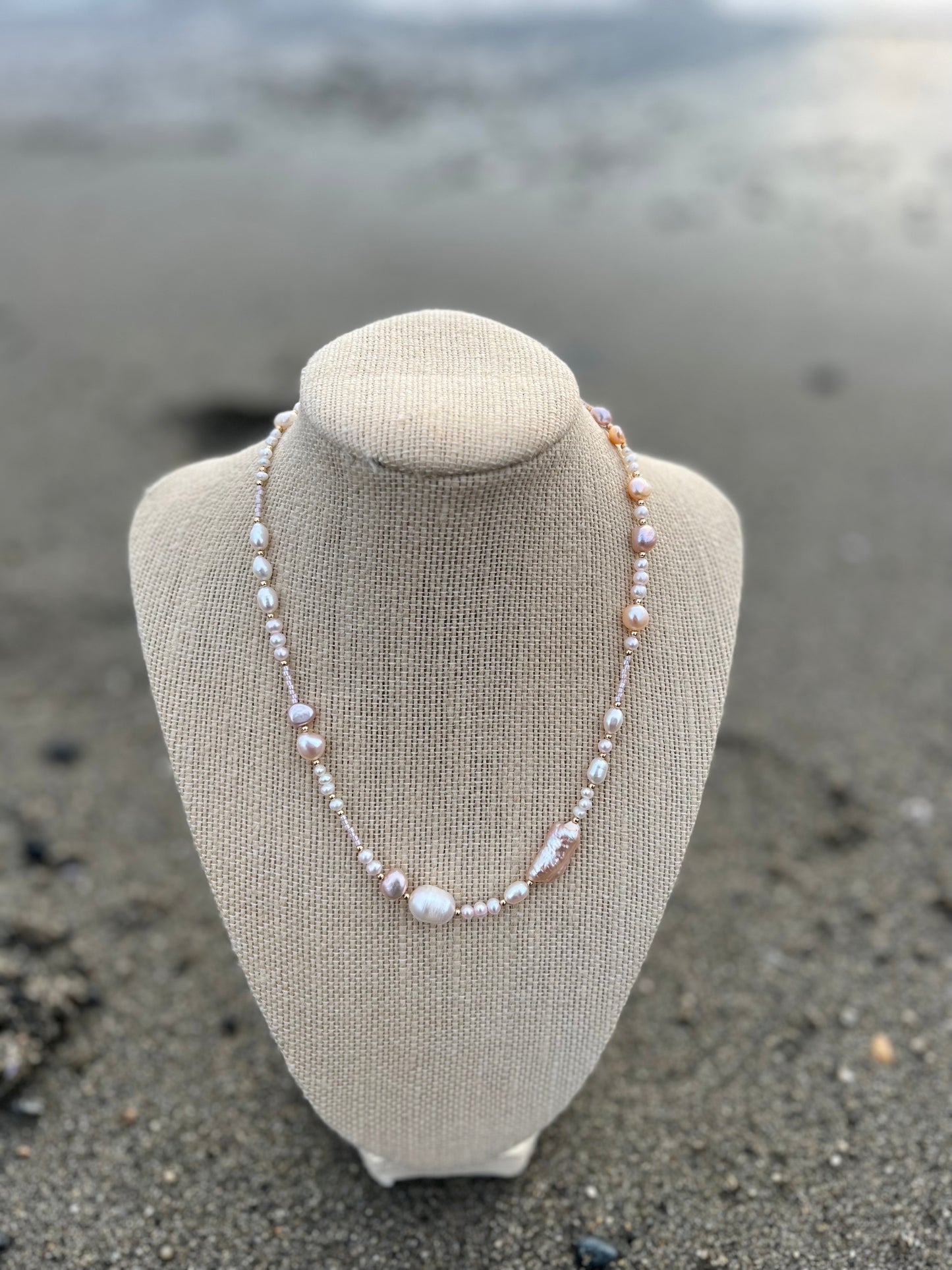 Pearls of Paradise Necklace - Champagne Mix