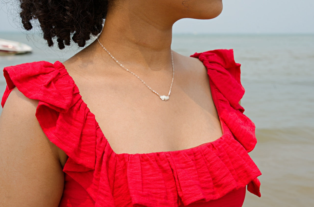 Sparrow & Lilly Butterfly Stone Necklace 🦋 small - Sterling Silver