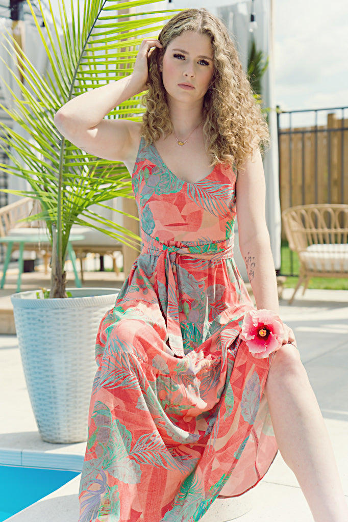 Sparrow & Lilly Pacifica Maxi Dress - Coral Palm