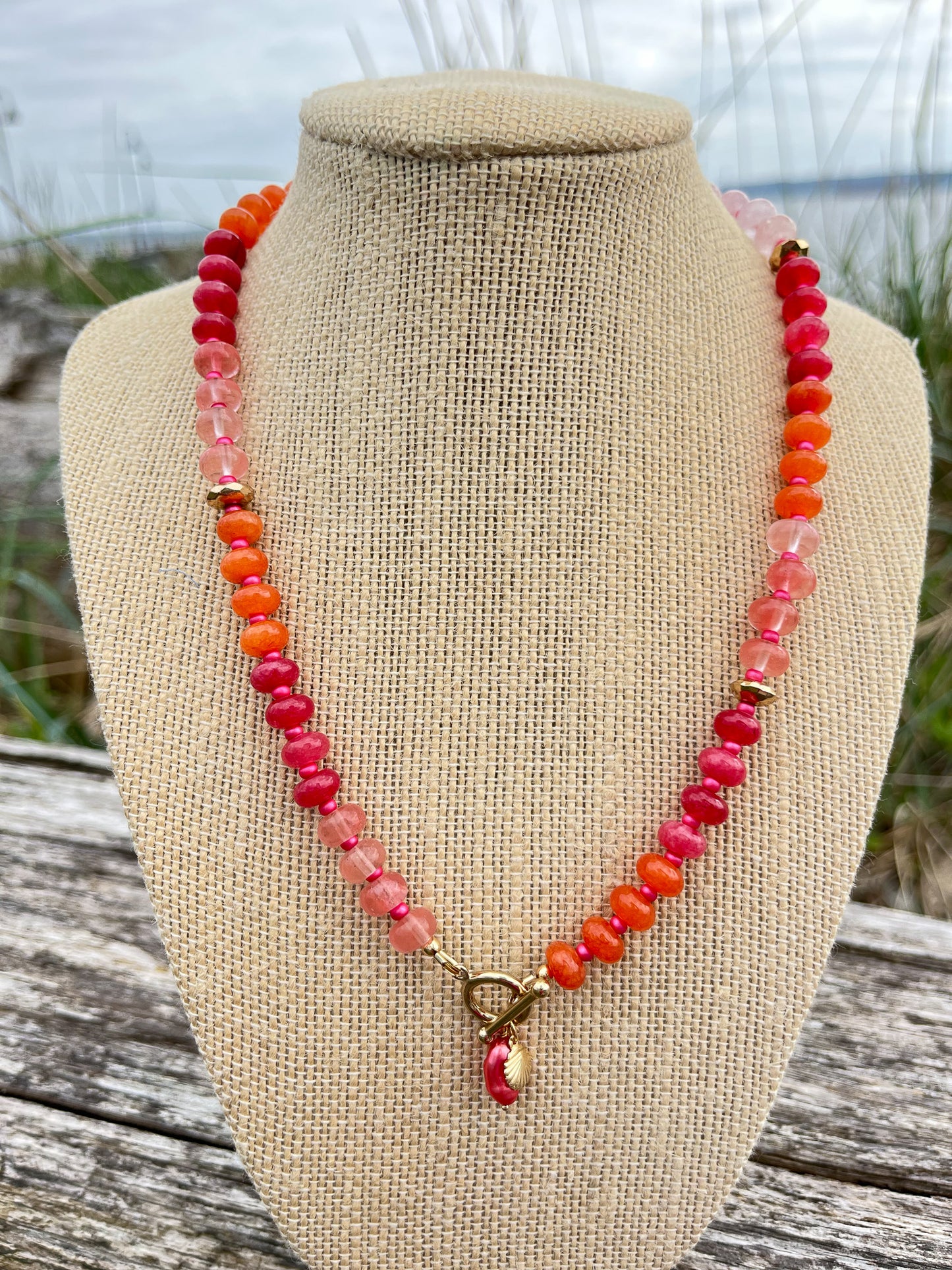 Sparrow and Lilly Jade Sunset Charm Necklace