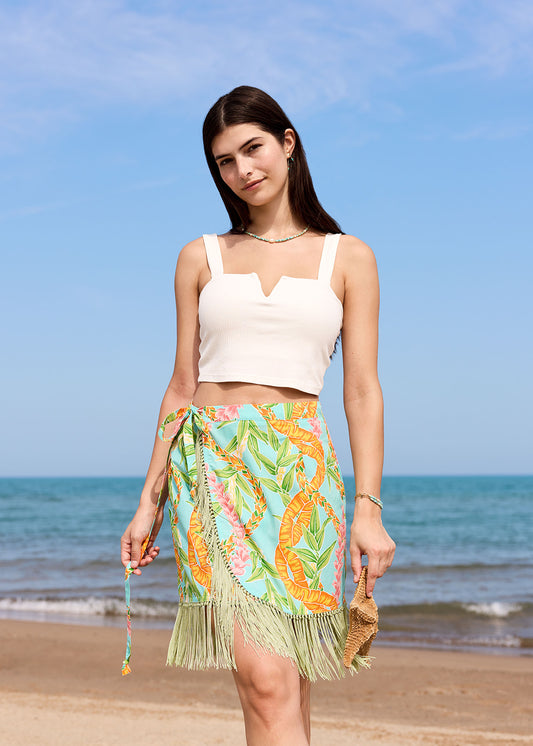 Sparrow & Lilly Aloha Fringe Wrap Skirt