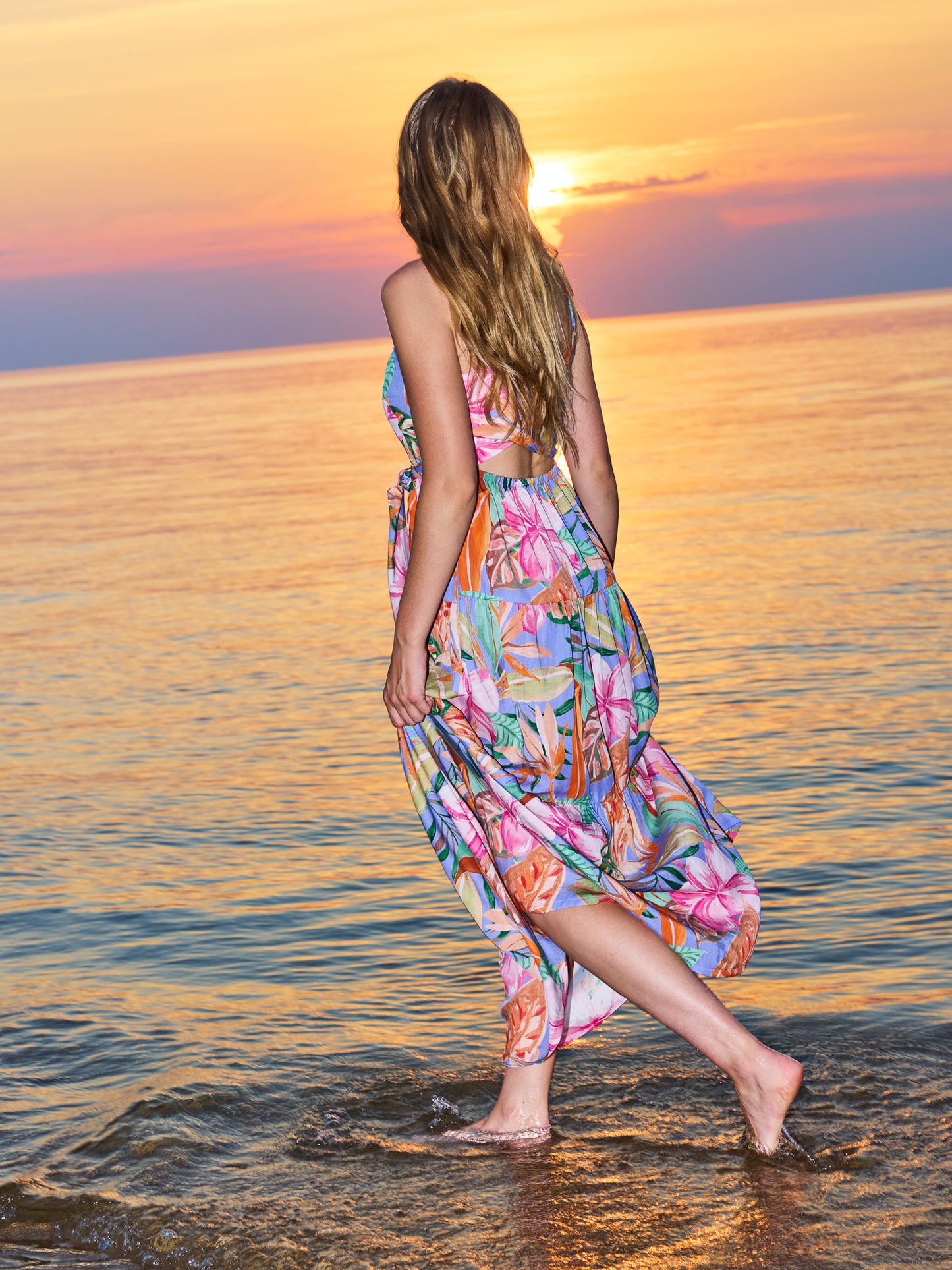 Sparrow & Lilly Pacifica Lilac Floral Maxi Dress