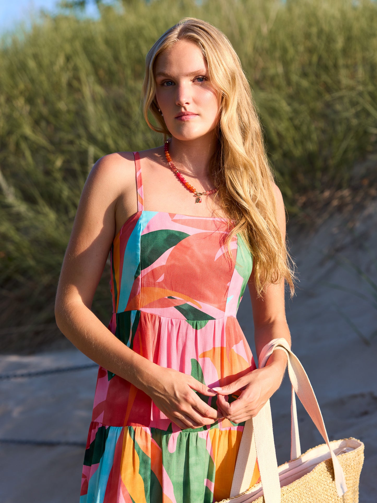 Sparrow & Lilly Pink Palm Pacifica Maxi Dress