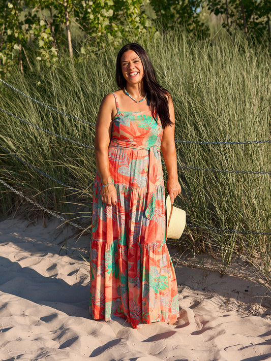 Sparrow & Lilly Pacifica Maxi Dress - Coral Palm