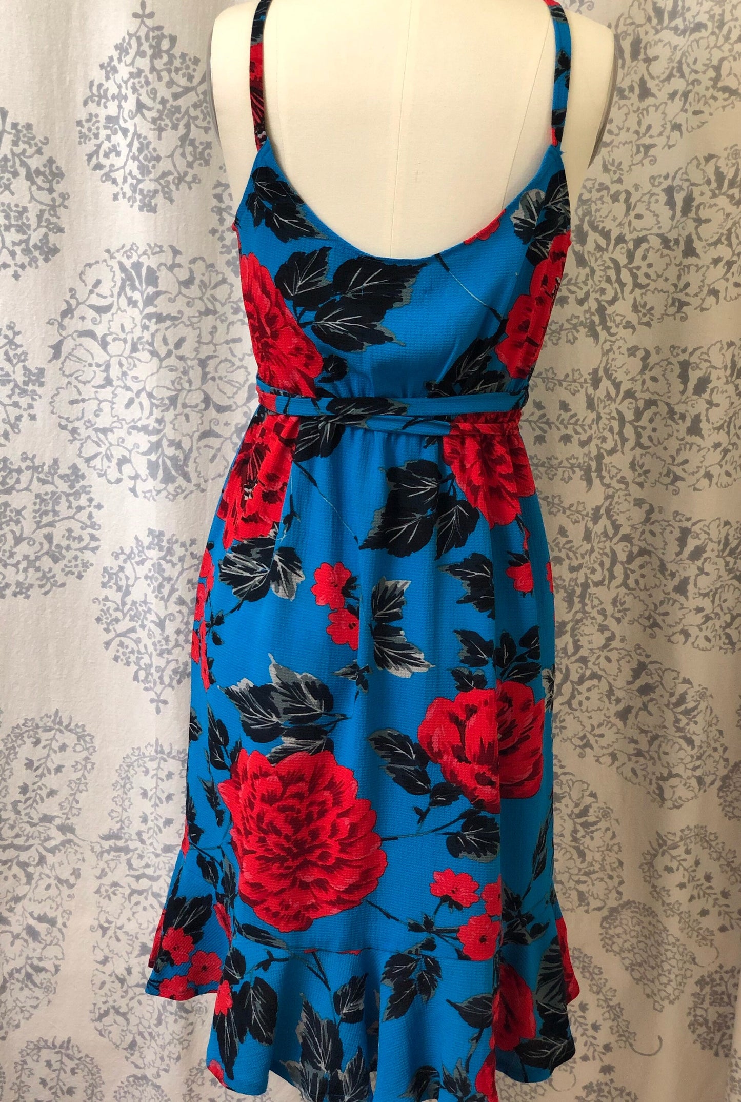 Sparrow & Lilly Blue Skies Floral Midi Wrap Travel Dress